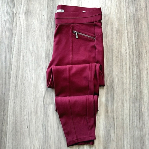 Maurices Pants - Maurices Burgundy Skinny Zipper Detail Stretch Ponte Trousers Sz Medium